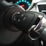 Close-up remote control car key while engine starting
